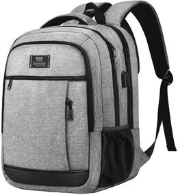 img 4 attached to 🎒 QINOL Grey Travel Laptop Backpack: Anti-Theft Work Bookbags with USB Charging Port, Water Resistant 15.6 Inch College Computer Bag for Men and Women