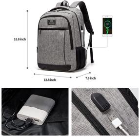 img 3 attached to 🎒 QINOL Grey Travel Laptop Backpack: Anti-Theft Work Bookbags with USB Charging Port, Water Resistant 15.6 Inch College Computer Bag for Men and Women