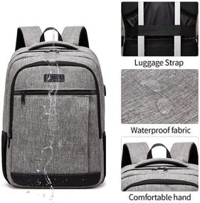 img 1 attached to 🎒 QINOL Grey Travel Laptop Backpack: Anti-Theft Work Bookbags with USB Charging Port, Water Resistant 15.6 Inch College Computer Bag for Men and Women