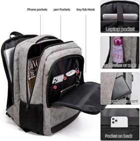 img 2 attached to 🎒 QINOL Grey Travel Laptop Backpack: Anti-Theft Work Bookbags with USB Charging Port, Water Resistant 15.6 Inch College Computer Bag for Men and Women