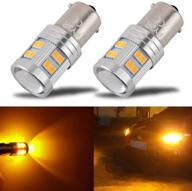 🚦 2-pack ba15s led amber yellow bulb, p21w 7506 1141 led bulb amber, 7.2w ac/dc 10-30v with projector, 1000 lumens for car & motorcycle logo