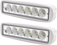 acelane marine led light set of 2 - boat light spreader flood light bar t-top deck light ip67 waterproof 12v 18w for boat pontoon truck suv off-road, white логотип