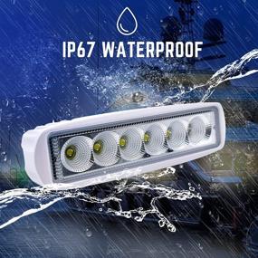 img 3 attached to Acelane Marine LED Light Set of 2 - Boat Light Spreader Flood Light Bar T-Top Deck Light IP67 Waterproof 12V 18W for Boat Pontoon Truck SUV Off-Road, White