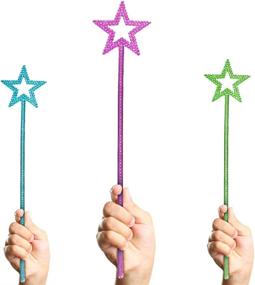 img 1 attached to 🌟 ArtCreativity Metallic Star Princess Wands for Kids - Pack of 12 - Magic Fairy Wands in Vibrant Colors: 3 Options, Perfect for Princess Party Birthday Favors, Costume Accessories for Boys and Girls, 14-Inch Length