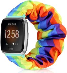 img 4 attached to Ремешок для часов URU Shield Scrunchie, совместимый с Fitbit Versa/Versa 2/Versa Lite/Versa SE/легкий дышащий ремешок для часов Сменный браслет Аксессуары для женщин и Amp