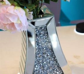 img 2 attached to 💎 Crushed Diamond Mirror Vase: Crystal Silver Glass Stunning Decorative Vase Flower Luxury for Home Décor - Water-Resistant Design