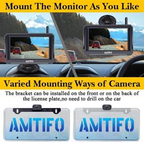 img 1 attached to Беспроводная резервная камера AMTIFO A6 для автомобиля HD 1080P с Bluetooth, 5-дюймовый разделенный / полный мониторная система заднего вида с цифровым сигналом. Поддержка подключения второй резервной камеры с номерным знаком или камеры для автодома.