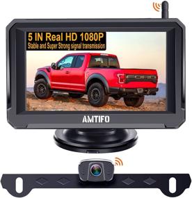 img 4 attached to Беспроводная резервная камера AMTIFO A6 для автомобиля HD 1080P с Bluetooth, 5-дюймовый разделенный / полный мониторная система заднего вида с цифровым сигналом. Поддержка подключения второй резервной камеры с номерным знаком или камеры для автодома.