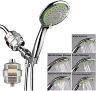 💧 15-stage filtered showerhead combo, including handheld high-pressure spray head, hose, arm mount holder - ideal for hard water and chlorine, chrome finish logo