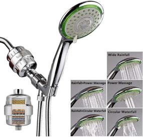 img 4 attached to 💧 15-Stage Filtered Showerhead Combo, Including Handheld High-Pressure Spray Head, Hose, Arm Mount Holder - Ideal for Hard Water and Chlorine, Chrome Finish