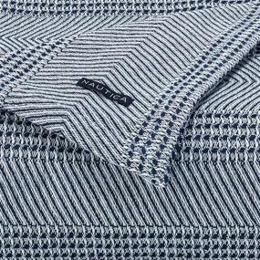 img 2 attached to 🛏️ Nautica Chevron Stripe Collection 100% Cotton Blanket Twin, Navy – All-Season, Pre-Washed for Extra Softness, Easy Care, Machine Washable