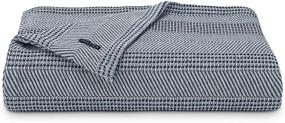 img 4 attached to 🛏️ Nautica Chevron Stripe Collection 100% Cotton Blanket Twin, Navy – All-Season, Pre-Washed for Extra Softness, Easy Care, Machine Washable