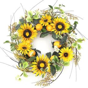 img 4 attached to Frdsomar 24-inch Sunflower Wreath: Vibrant Artificial Door Decor for Indoors & Outdoors