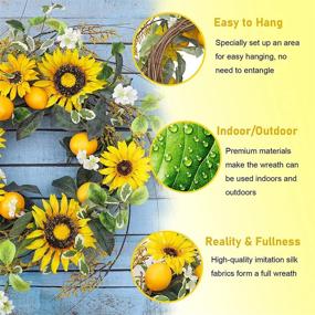 img 3 attached to Frdsomar 24-inch Sunflower Wreath: Vibrant Artificial Door Decor for Indoors & Outdoors