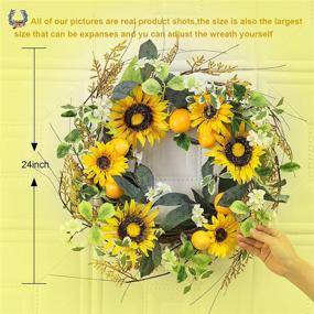 img 2 attached to Frdsomar 24-inch Sunflower Wreath: Vibrant Artificial Door Decor for Indoors & Outdoors