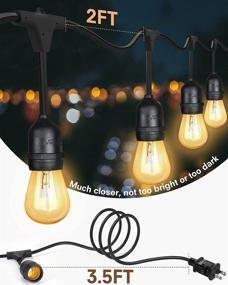 img 3 attached to Superdanny 52FT UL Approval Outdoor String Lights: Commercial Grade Dimmable 11W Incandescent Edison Bulbs, Heavy-Duty Décor for Patio, Porch, Beer Garden, Backyard Café, Market Lights with 24 Sockets and 30 Bulbs