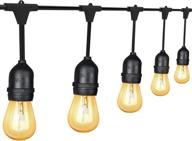 superdanny 52ft ul approval outdoor string lights: commercial grade dimmable 11w incandescent edison bulbs, heavy-duty décor for patio, porch, beer garden, backyard café, market lights with 24 sockets and 30 bulbs логотип