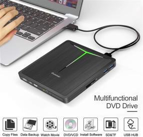 img 1 attached to 📀 Guamar 5 in 1 USB 3.0 USB C External DVD Drive: Portable CD/DVD +/- RW Burner for Laptop/MacBook/Windows/PC with SD/TF Card Reader & USB 3.0 Transfers (Black)