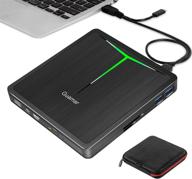 📀 guamar 5 в 1 внешний dvd привод usb 3.0 usb c: портативный cd/dvd +/- запрограммист для ноутбука/macbook/windows/пк со слотами для sd/tf карты и usb 3.0 передачей (черный). логотип