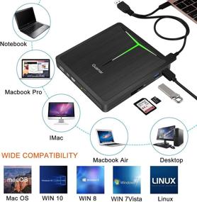 img 2 attached to 📀 Guamar 5 in 1 USB 3.0 USB C External DVD Drive: Portable CD/DVD +/- RW Burner for Laptop/MacBook/Windows/PC with SD/TF Card Reader & USB 3.0 Transfers (Black)