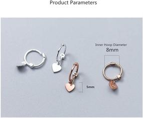 img 3 attached to 🌸 Dainty Small Hoop Earrings for Women Teen Girls - S925 Sterling Silver Love Heart Dangle Cartilage Sleeper Huggie Hoops Jewelry - Cute Tiny Mini Earrings for Birthday Gifts, Mother, Best Friend - 14K Rose Gold