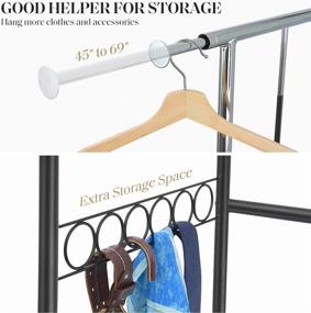 img 2 attached to 👕 LIFEFAIR Heavy Duty Clothing Garment Rack with Wheels and Bottom Shelves - Double Rail Hanging Clothes Organizer Stand Rack, Capacity 440 lbs