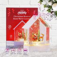 elegear christmas snow globe: swirling water glitter, battery operated, usb powered, musical light up snow globe with 8 songs, 6 hours timer - christmas decorations ornaments logo