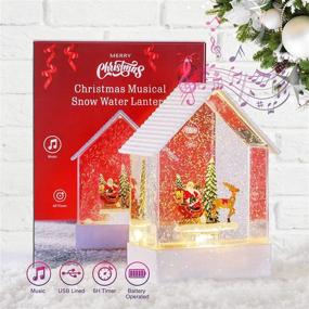 img 4 attached to Elegear Christmas Snow Globe: Swirling Water Glitter, Battery Operated, USB Powered, Musical Light up Snow Globe with 8 Songs, 6 Hours Timer - Christmas Decorations Ornaments