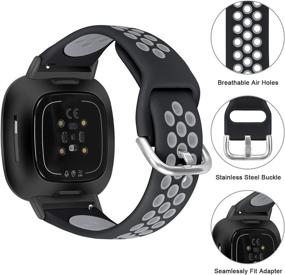 img 1 attached to 3-пакет совместимых браслетов Vanet для Fitbit Versa 3/Sense - мягкие силиконовые спортивные браслеты для мужчин и женщин | Дышащая замена с воздушными отверстиями - маленький размер