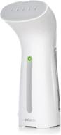 handheld travel garment steamer: portable, efficient, no water spitting - metal steam head, quick 25s heat up, pump system - mini size for any fabrics - 110 logo