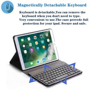 img 3 attached to 🔌 PHEVOS Keyboard Case for iPad 10.2 7th Gen 2019/iPad Air 3rd Gen 10.5 inch/iPad Pro 10.5 2017 - Slim Leather Folio Smart Cover + Detachable Wireless Bluetooth Keyboard (Black)