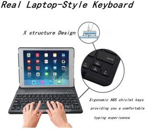 img 1 attached to 🔌 PHEVOS Keyboard Case for iPad 10.2 7th Gen 2019/iPad Air 3rd Gen 10.5 inch/iPad Pro 10.5 2017 - Slim Leather Folio Smart Cover + Detachable Wireless Bluetooth Keyboard (Black)