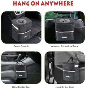 img 2 attached to 🚗 Premium Car Trash Can: Waterproof Garbage Bag with Lid & Storage Pockets - Efficient Litter Bin for Contamination-Free Vehicles - Leaking-Proof Vinyl Inside Lining - Black, Portable & Hangable