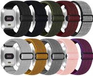 shuyo soft color nylon watch band - подходит для fitbit versa / versa 2 / versa 📿 lite / versa se. совместимый, дышащий и регулируемый запасной ремешок для мужчин и женщин (10 штук в упаковке) логотип