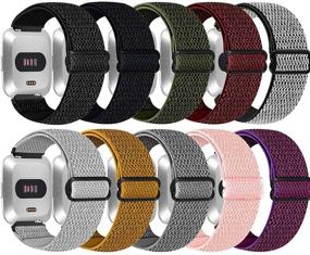 img 4 attached to ShuYo Soft Color Nylon Watch Band - Подходит для Fitbit Versa / Versa 2 / Versa 📿 Lite / Versa SE. Совместимый, дышащий и регулируемый запасной ремешок для мужчин и женщин (10 штук в упаковке)