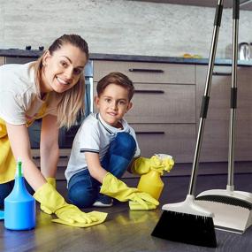 img 1 attached to 🧹 Premium Long Handled Broom Dustpan Set - Upright Standing Lobby Duo for Easy Cleaning - Lightweight & Robust!