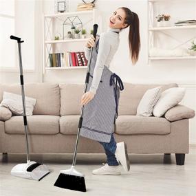 img 2 attached to 🧹 Premium Long Handled Broom Dustpan Set - Upright Standing Lobby Duo for Easy Cleaning - Lightweight & Robust!