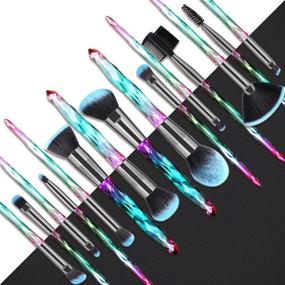 img 2 attached to 💄 15 Piece Crystal Makeup Brushes Set - Professional Makeup Brush Kit with Soft Bristles for Blending Foundation, Blush, Concealer, Eye Shadow, Eyeliner, and Eyebrows - High-Quality Makeup Brush Set for Flawless Make Up