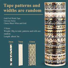 img 3 attached to 🌟 NiArt Washi Tape Gold Foil Set, 80g with Random Patterns - Slim Decorative Masking Tapes for Bullet Journal, Scrapbooking Supplies, DIY Crafts, Party Decor - Adhesive for Kids and Adults - Width Range 3-15 mm