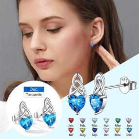 img 3 attached to Sophisticated FaithHeart Sterling Silver Celtic Knot Birthstone Stud Earrings: Delicate, Stylish Gift for Women and Teen Girls