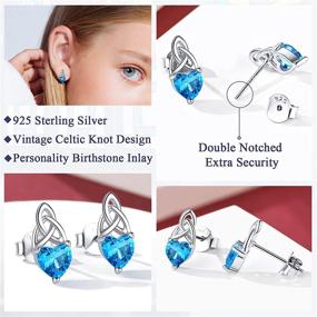 img 2 attached to Sophisticated FaithHeart Sterling Silver Celtic Knot Birthstone Stud Earrings: Delicate, Stylish Gift for Women and Teen Girls