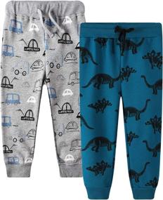 img 4 attached to 🦖 Coralup Dinosaur Lightning Drawstring Sweatpants for Boys - Pants for Boys' Clothing