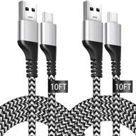 🔌 2 шнура зарядки usb c длиной 10 футов (2 пачки) для samsung s10 – прочный оплетенный шнур usb c to a логотип