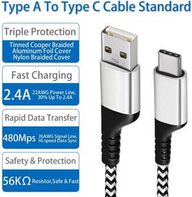 img 2 attached to 🔌 2 шнура зарядки USB C длиной 10 футов (2 пачки) для Samsung S10 – прочный оплетенный шнур USB C to A