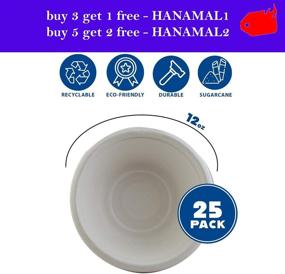 img 4 attached to 🌿 HANAMAL Bagasse Plant-Based Disposable Dessert/Salad Bowls 9", Pack of 25 - Eco-Friendly, Indoor/Outdoor, Durable and Beautiful - Ideal for All Occasions