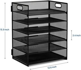 img 3 attached to 📚 Black 6-Tier Mesh Desk File Organizer - Letter Tray Paper Sorter and File Folder Holder for Home Office