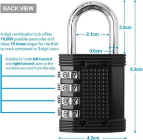 img 3 attached to 🔒 Keyless 4 Digit Combination Padlock - Weatherproof Locker Lock for Gym, School, Outdoor Gate, Reducing Hassle, Easy to Set & Reset - Black