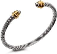 🎁 dorriss cable cuff bangle bracelets: stylish stainless steel twisted wire bracelet with adjustable fit - perfect gift for mom, wife, and girls - complete with gift box logo