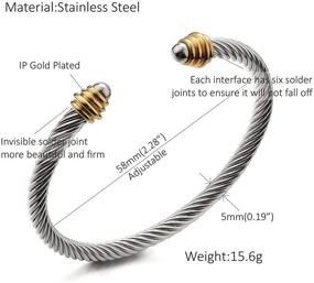 img 3 attached to 🎁 Dorriss Cable Cuff Bangle Bracelets: Stylish Stainless Steel Twisted Wire Bracelet with Adjustable Fit - Perfect Gift for Mom, Wife, and Girls - Complete with Gift Box