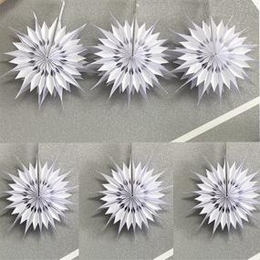 img 1 attached to 🎉 Pack of 3 White 10-Inch 3D Paper Flower Fans Decorations - Ideal for Party Wedding, Valentines Day, Bridal Shower, Birthday, Home Decor - Hanging Hollow Fan Wall Backdrop Ceiling Decoration (Style-2)